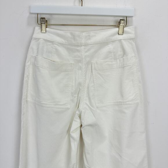 Madewell The Emmett Wide Leg Pant Corduroy Welt Pocket High Rise Ivory US 26 NWT - Picture 11 of 13